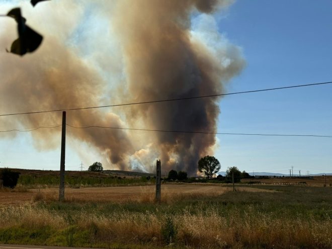 Incendio forestal en Castrillo de los Polvazares